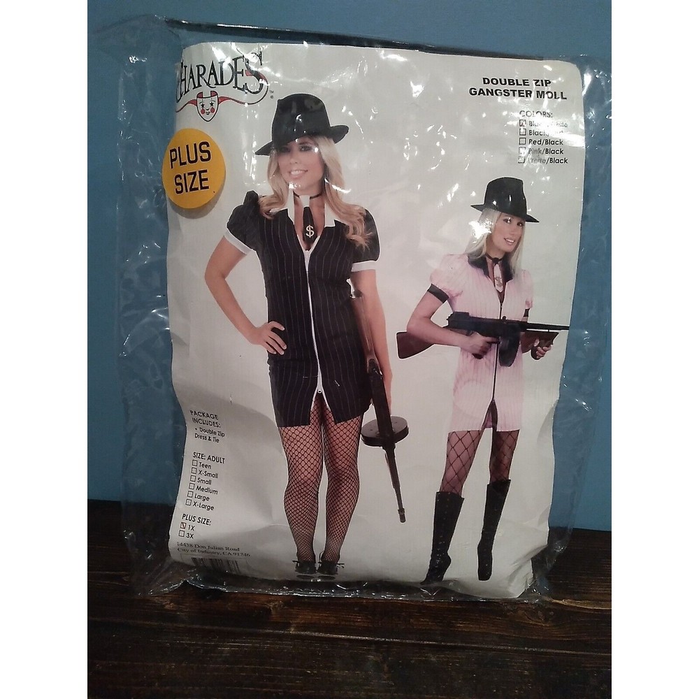 Gangster Moll Costume 20s Mobster Mafia Bonnie & Clyde Halloween Fancy Dress 1X